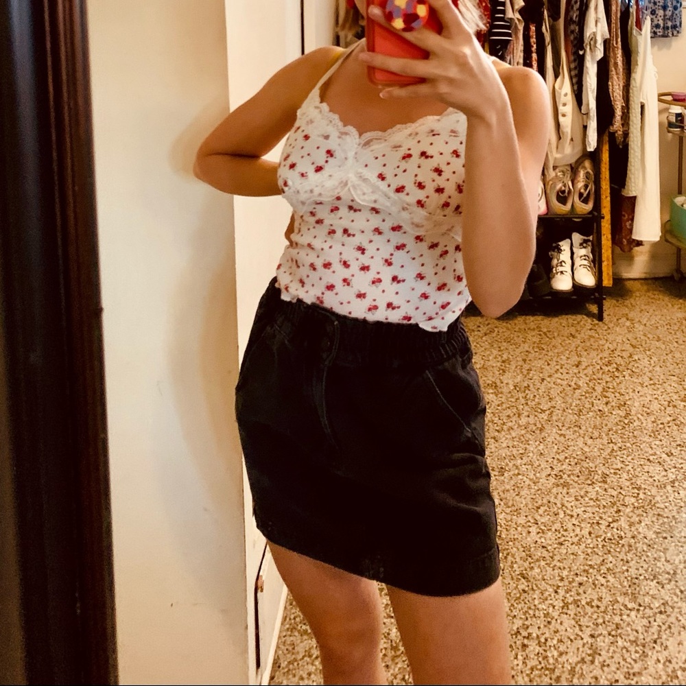 Black denim skirt stretch waist